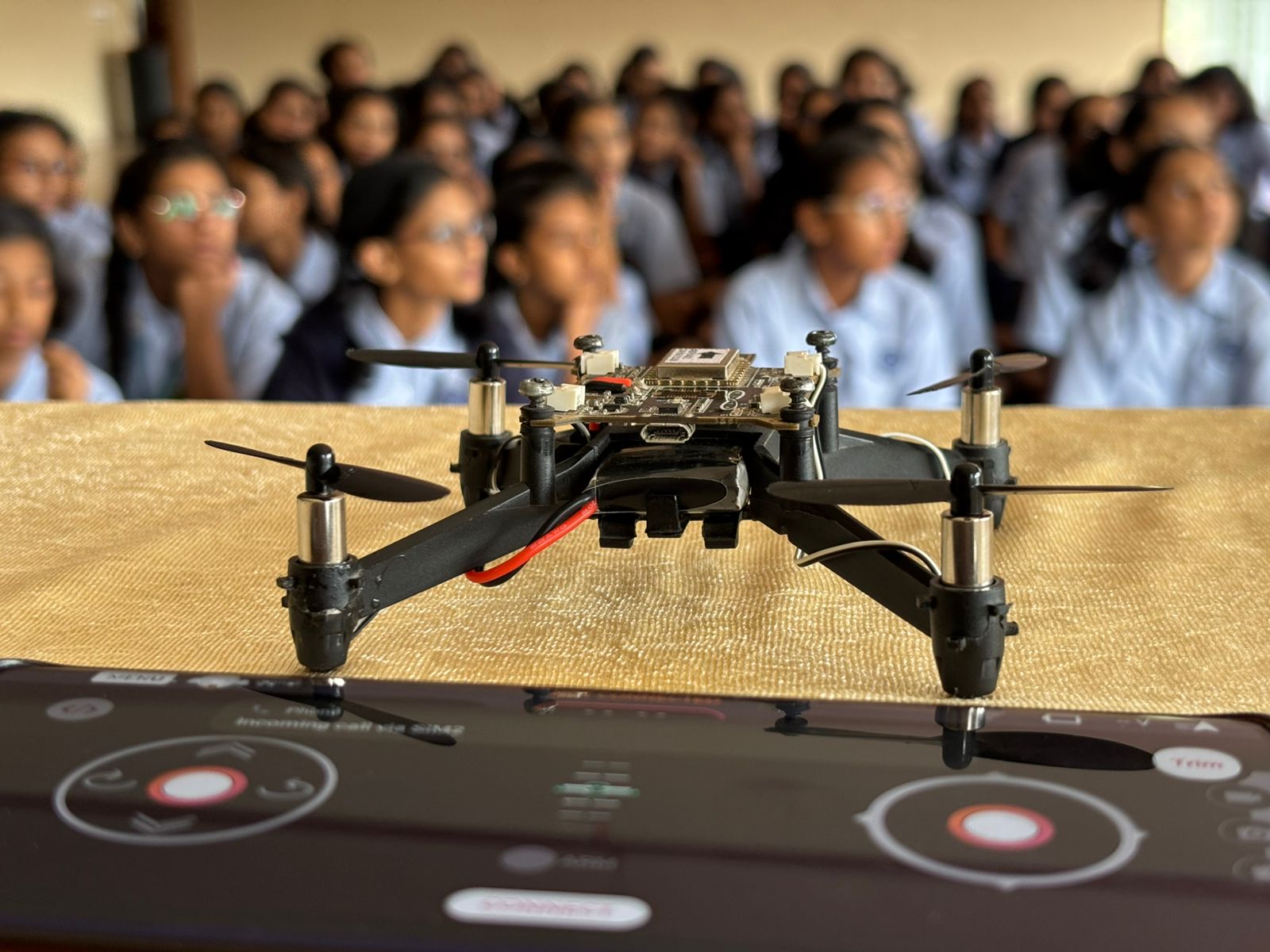 Students learning robotics
